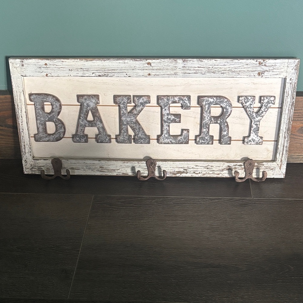 Rustic Bakery Wall Decor with Hooks